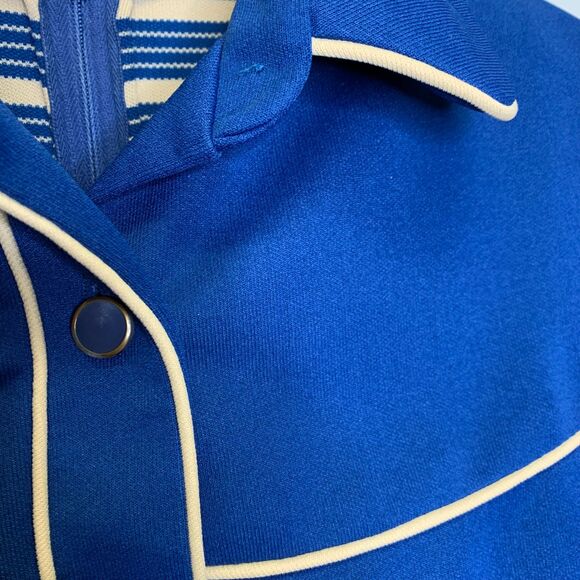 VTG 70's Womens 2 PC Sleevelss Dress A-Line Striped Bodice Solid Skirt Jacket - Picture 7 of 15